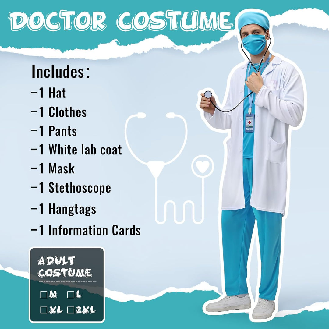 BuzzoXerex Arzt Kostüm Herren, Chirurg Kostüm Herren Karneval Doktor Outfit Erwachsene Set mit Arztk