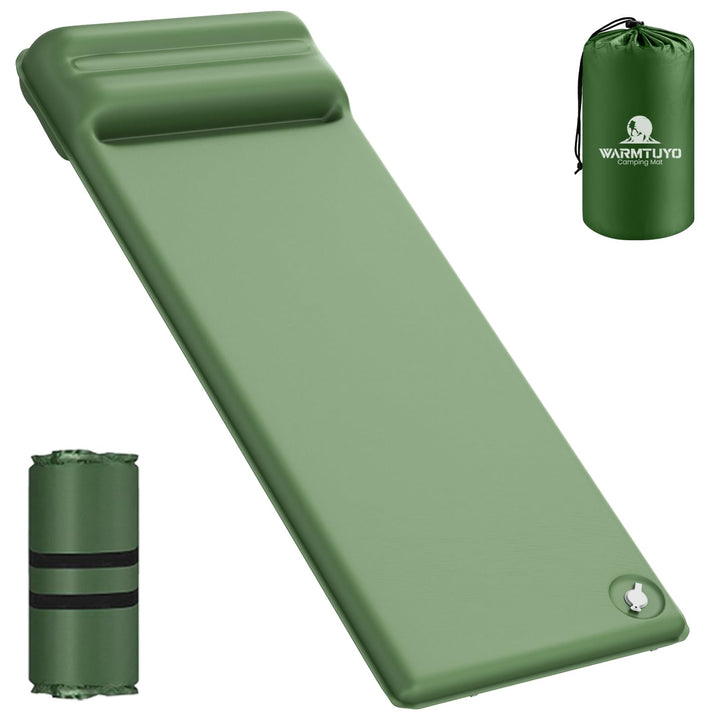 WARMTUYO Camping Isomatte, R-Wert 8,5, Extra Warme Schaumstoff-Schlafmatte mit Integriertem Kissen,