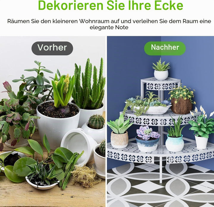 Blumenständer, Pflanzenregal aus Metall, 3 Stufen Pflanzenständer, Blumentreppe mit Grosser Kapazitä