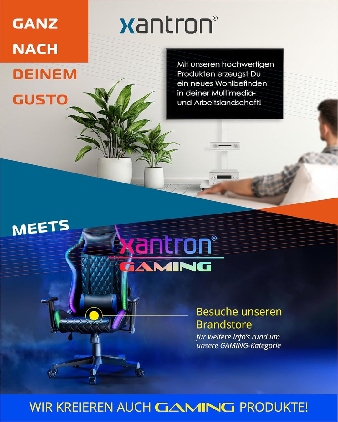 Xantron® DEHA-600E-Roto TV Deckenhalterung Elektrisch Klappbar Neigbar & Drehbar / 32-75 Zoll [Sprac