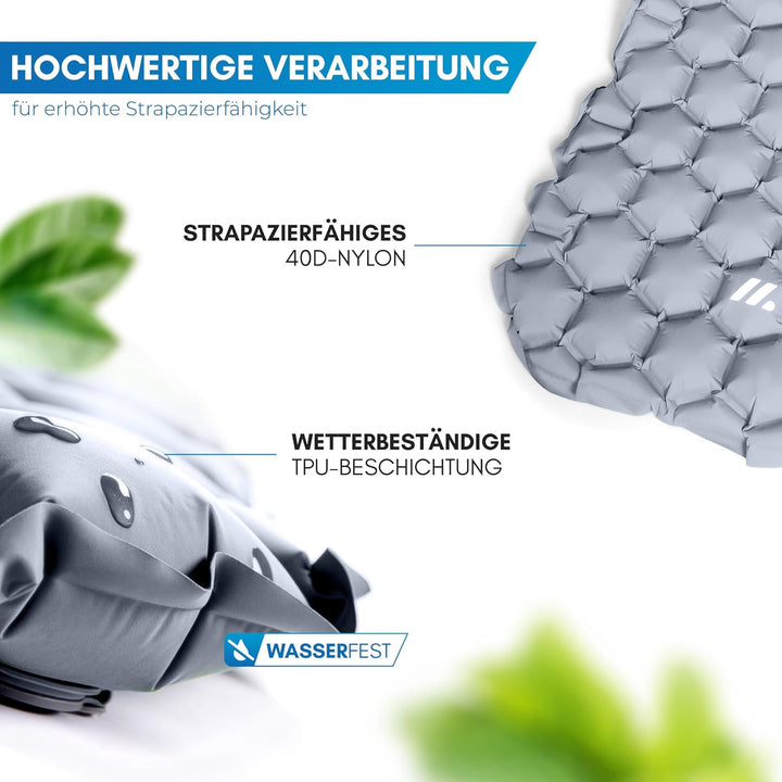 NORDMUT® Isomatte Outdoor [mit Reparaturset] Isomatte Camping | Isomatte Ultraleicht für Wandern, Ou