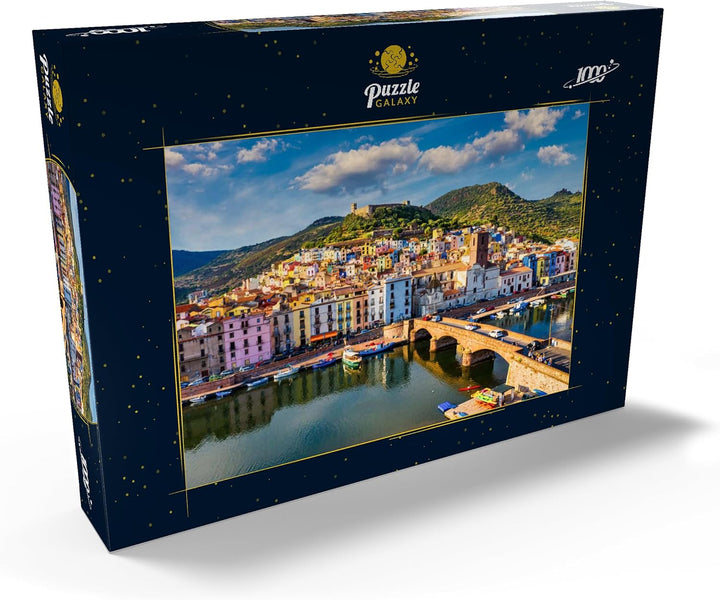Bosa mit farbigen Häusern und Einer mittelalterlichen Burg, Sardinien, Italien - Premium 1000 Teile