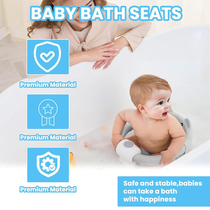 Baby Badewannensitz mit Bären-Design, rutschfest durch 4 Saugnäpfe, gepolsterter Sitz, BPA-frei & sc