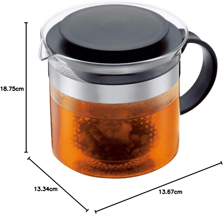 Bodum 1875-01 Teebereiter bistroNouveau (Kunststoff Teesieb, Hitzebeständiges Glas, 1,0 liters) schw