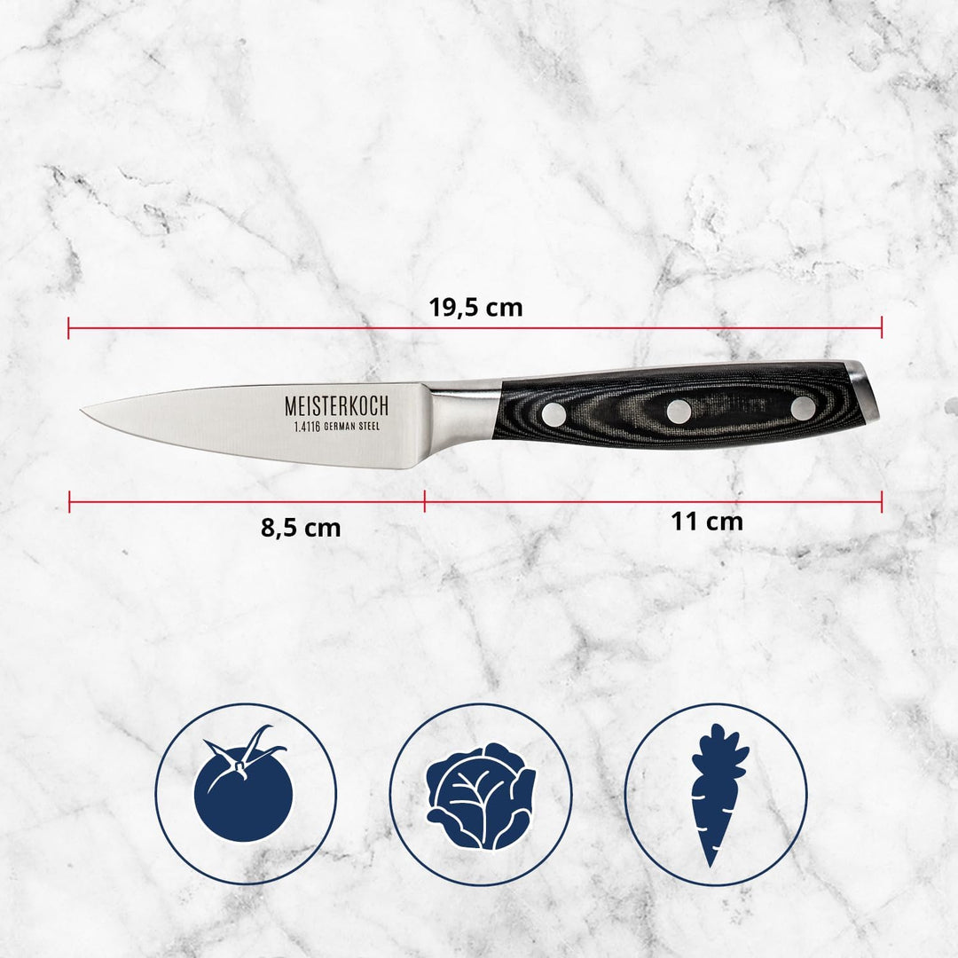 MEISTERKOCH Gemüsemesser Messer Küchenmesser | 8,5 cm Klinge aus rostfreiem deutschen Edelstahl | er
