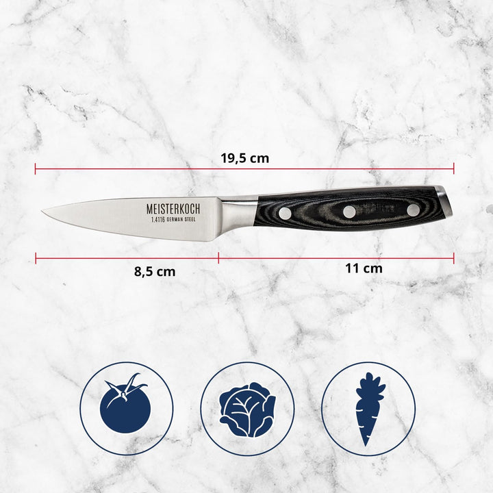 MEISTERKOCH Gemüsemesser Messer Küchenmesser | 8,5 cm Klinge aus rostfreiem deutschen Edelstahl | er