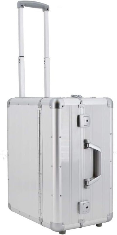 XXL Pilotenkoffer mit Rollen mit Trolley von SONOVO aus Aluminium in Silber 45165 | Alukoffer, Akten