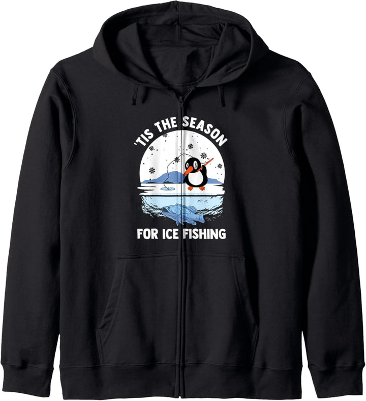 Tis The Season For Ice Fishing Niedlicher Pinguin Frozen Hole Kapuzenjacke