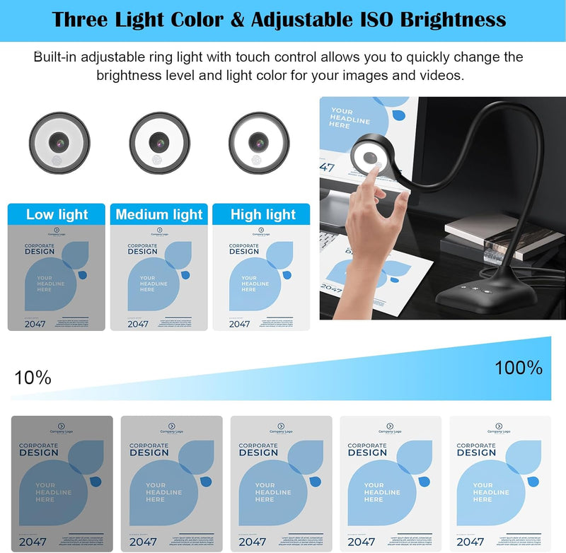 THUSTAND Visualisierer für Unterricht, USB-Dokumentenkamera, PC-Viewer für Klassenzimmer mit LED-Lic