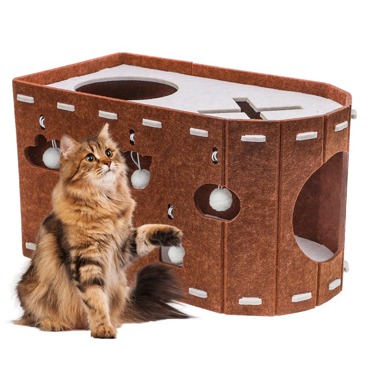 Katzenhöhle Filz, Katzenhaus aus Filz Katzenbett für Katzen, Abnehmbares Katzenbett, Katzenhaus Indo