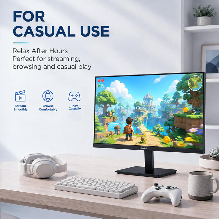KOORUI 24 Zoll Monitor Full-HD, 75 Hz, 5ms, Eye Comfort, sRGB 99% Farbumfangs,(1920 x 1080, HDMI, VG