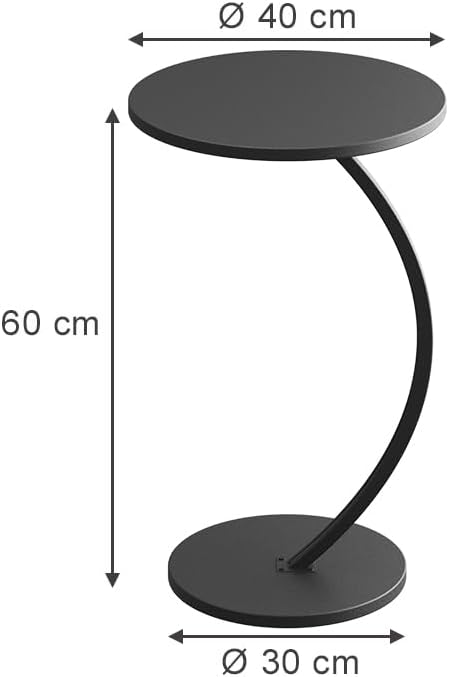 Vicco Beistelltisch Alvio, Schwarz, 40 x 60 cm | als Ablagefläche für Wohnzimmer oder Schlafzimmer e