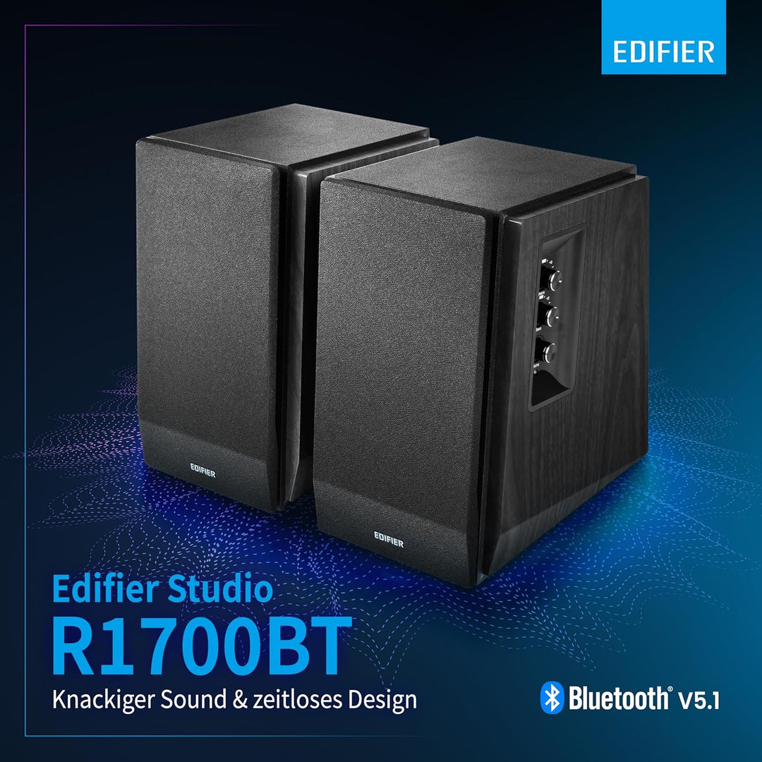 Edifier R1700BT BK Lautsprechersystem (66W) für TV/PC/Notebook/Tablet/Smartphone schwarz Black(Singl