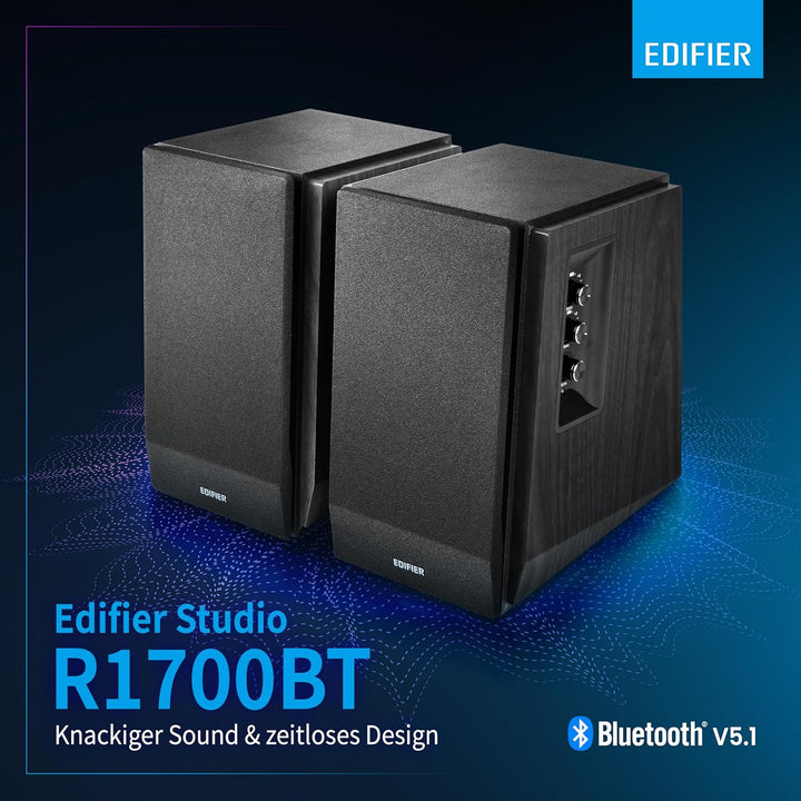 Edifier R1700BT BK Lautsprechersystem (66W) für TV/PC/Notebook/Tablet/Smartphone schwarz Black(Singl