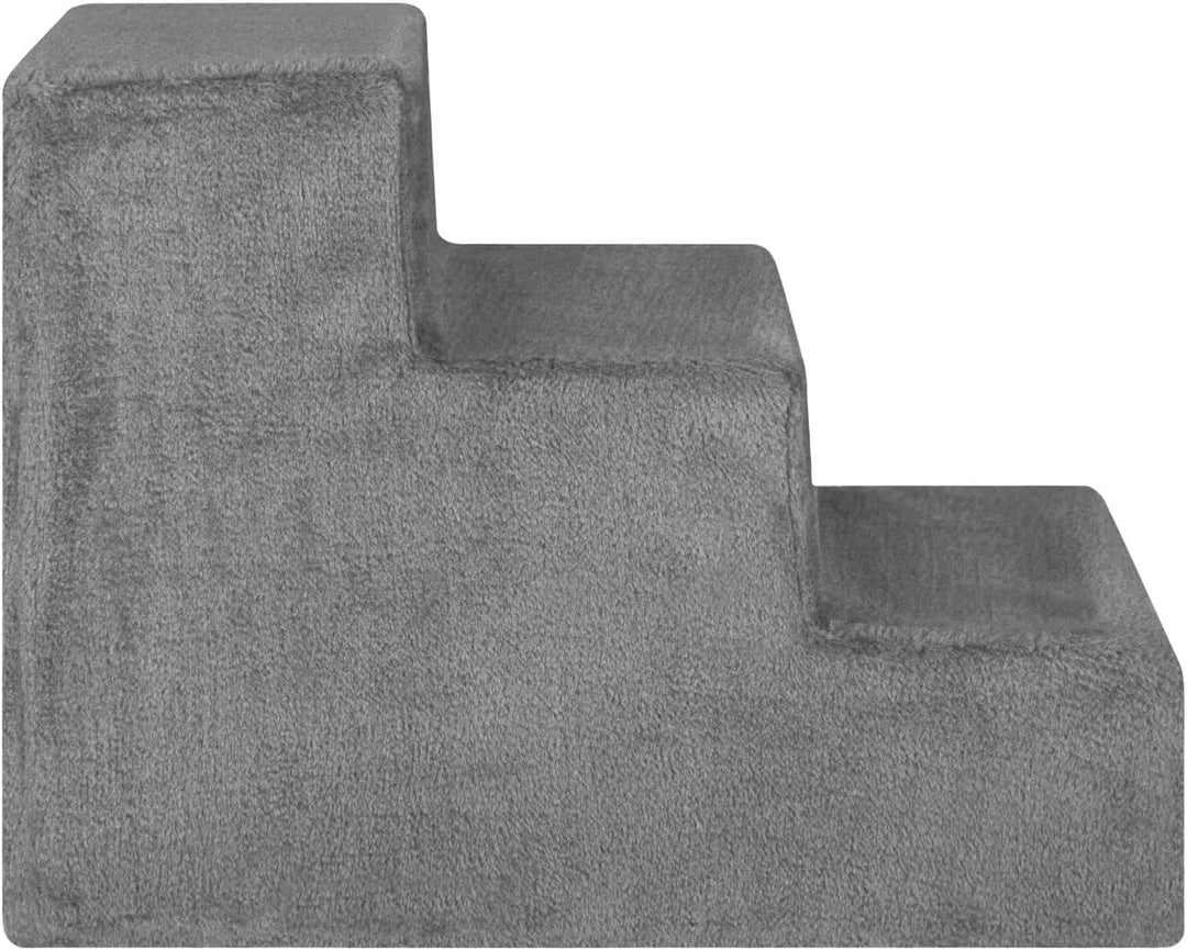 Juskys Haustiertreppe Hundetreppe 36 cm - Treppe 3 Stufen Plüsch-Bezug waschbar - Katzentreppe Hunde
