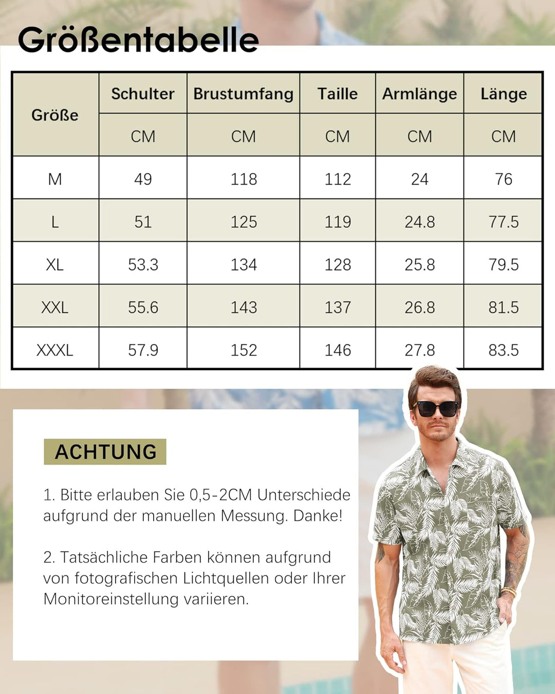 Herren Hawaiihemd Freizeit Hemd Kurzarm Baumwolle Blumen Shirt Urlaub Sommer Strand Hemd Reise Shirt