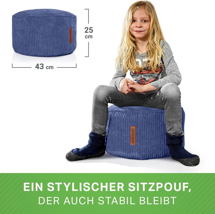 Green Bean® Indoor Sitzhocker Pouf 45x25cm EPS-Perlen Füllung & Cordstoff Kuschelig Weich Waschbar -