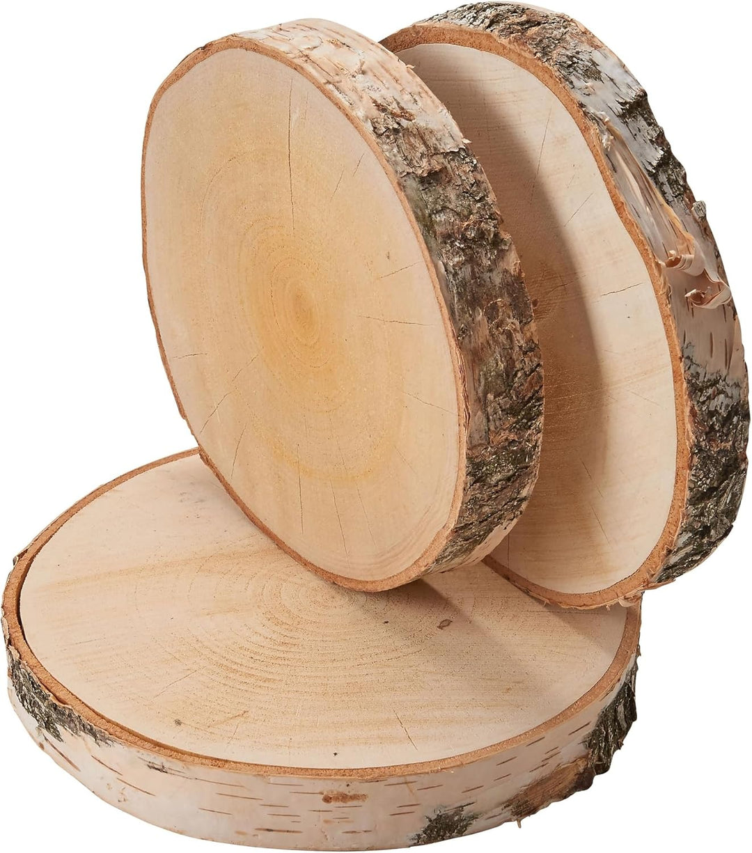 Grosse Holzscheiben in 20 cm (18-22cm) Durchmesser für DIY Basteln und Dekorieren - 3 Stück runde Bi