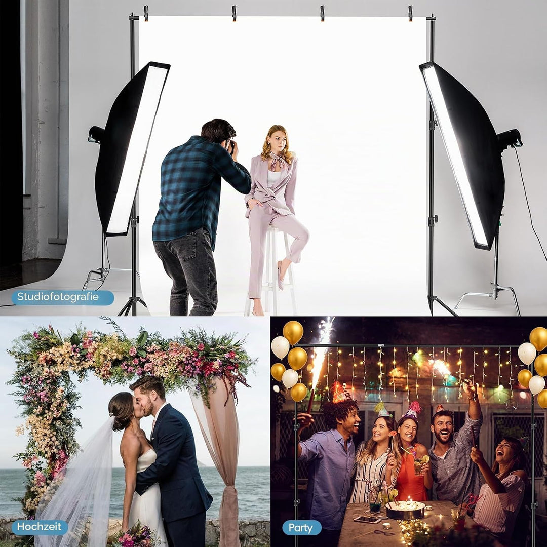 EMART Studio Hintergrund Ständer 3x3m, Professionelles Hintergrundsystem Fotografie Heavy Duty Hinte