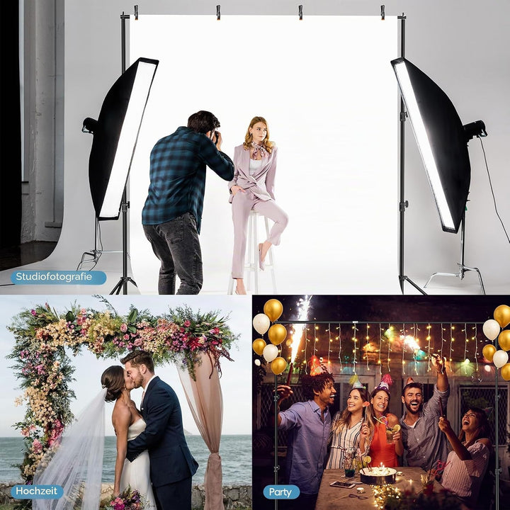EMART Studio Hintergrund Ständer 3x3m, Professionelles Hintergrundsystem Fotografie Heavy Duty Hinte