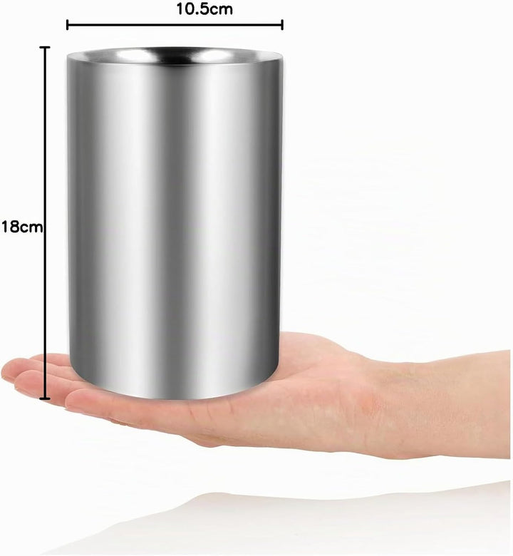 com-four® 6x Flaschenkühler - Sektkühler in matt - Eiswürfelkübel aus Edelstahl - doppelwandiger Wei