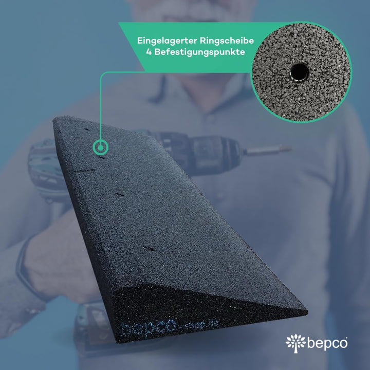 bepco Bordsteinkanten-Rampe 2er Set (2 Stück) LxBxH: 100 x 25 x 8 cm aus Gummi (schwarz) Auffahrramp