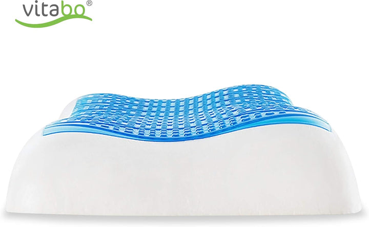 Vitabo Komfortables Kopfkissen mit kühlender Gelauflage I ergonomisches Seitenschläferkissen Nackenk
