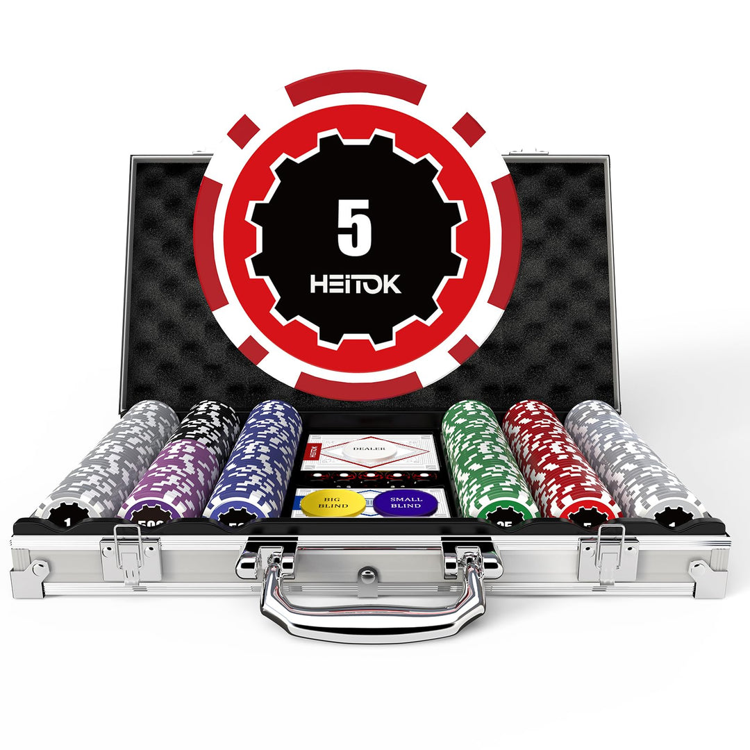 Poker-Chip-Set mit Nennwerten, 300 Stück, 11,5 g, professionelle nummerierte Chips mit Aluminiumkoff