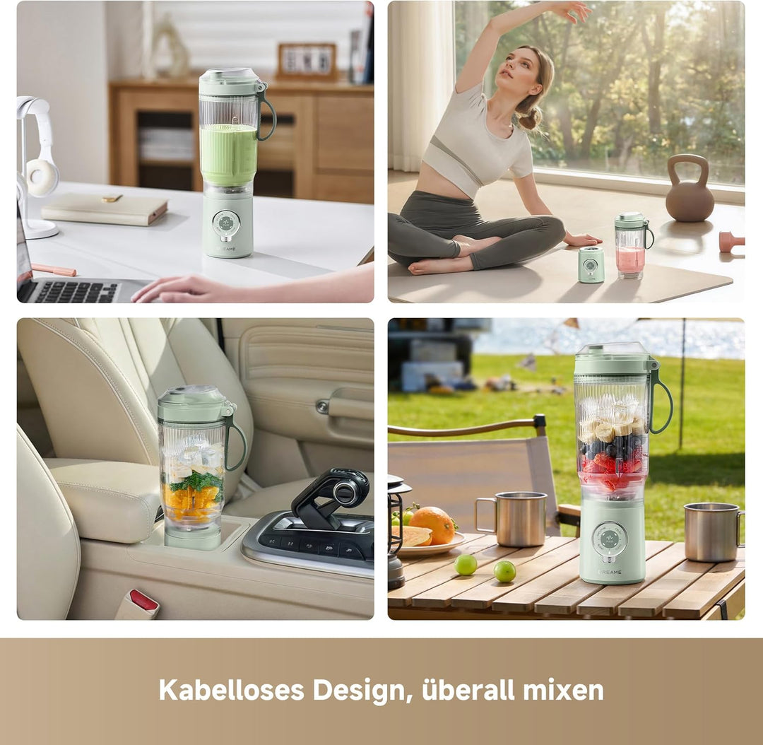 DREAME PortFresh Tragbarer Mixer,Abnehmbares Motorgehäuse, Schnellladen, 880 ml BPA-freier Mixbecher