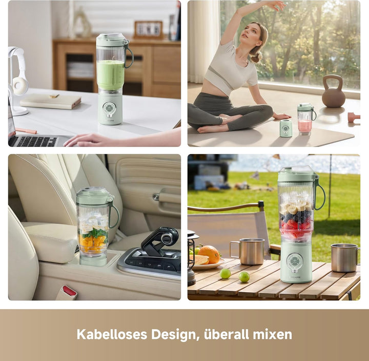 DREAME PortFresh Tragbarer Mixer,Abnehmbares Motorgehäuse, Schnellladen, 880 ml BPA-freier Mixbecher