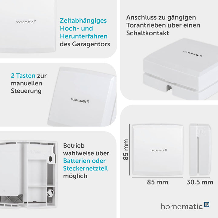 Homematic IP Smart Home Garagentortaster, Digitale Garagentorsteuerung per App, einfache Installatio