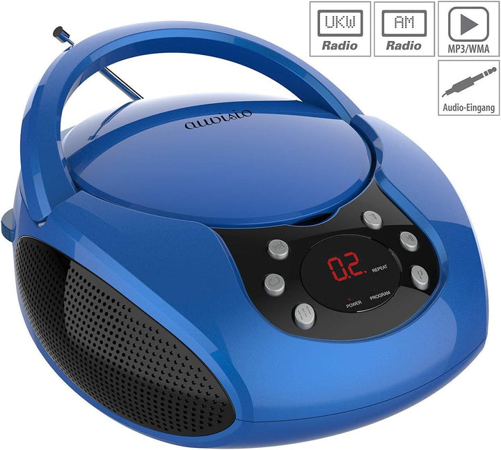 auvisio Kinder Cd Player: Tragbarer Stereo-CD-Player mit Radio, Audio-Eingang & LED-Display (Kofferr
