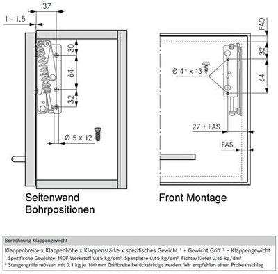 1 Paar Grass Kinvaro Klappenbeschlag T-57 links/rechts Klappenlift von SO-TECH®