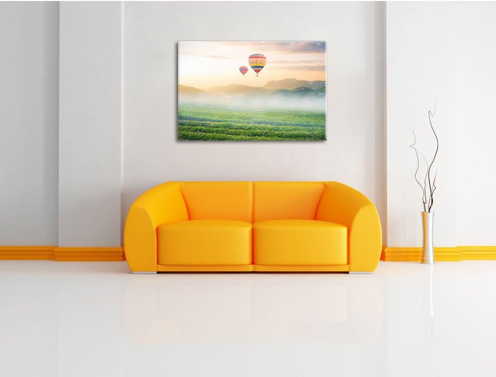 Pixxprint Heissluftballon Landschaft als Leinwandbild/Grösse: 100x70 / Wandbild/Kunstdruck/fertig be