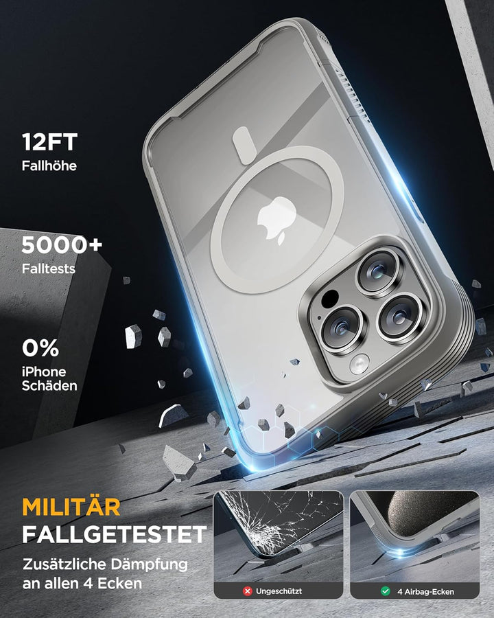 Miracase 360 Grad für iPhone 16 Pro Max Hülle mit Magsafe, Eingebaut Glas Schutzfolie, Komplettschut