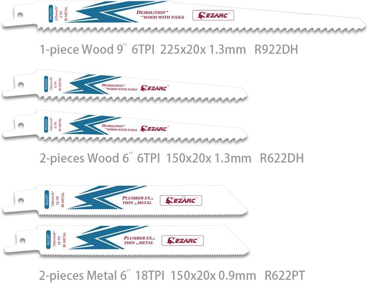 EZARC 10pc Säbelsägeblätter Set for Holz und Metall Demolition 10tlg Abriss und Demontage, 10tlg Abr