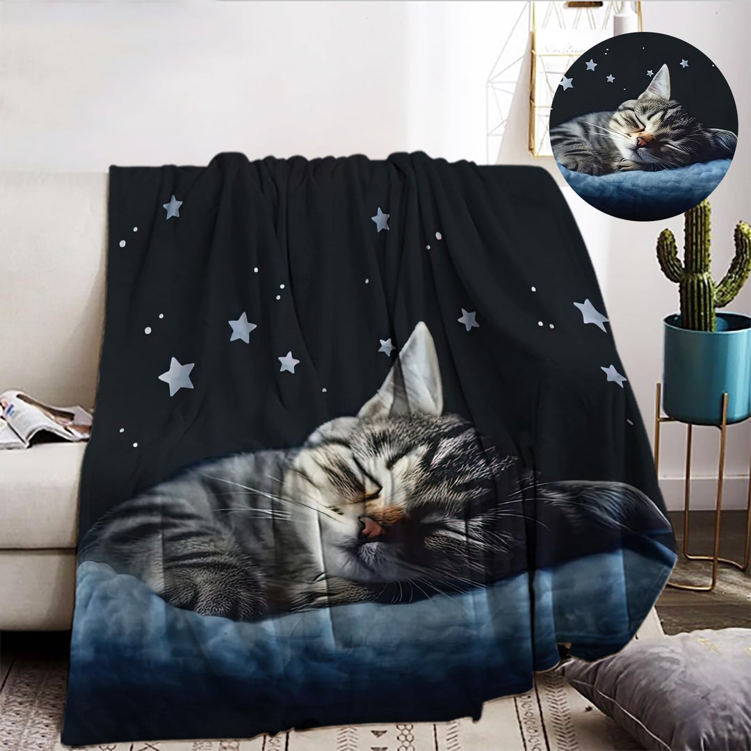kuscheldecke Katze,Cartoon Kätzchen kuscheldecke Fleece Decke mit 3D Tierdruck, Weiche Warm Fleecede