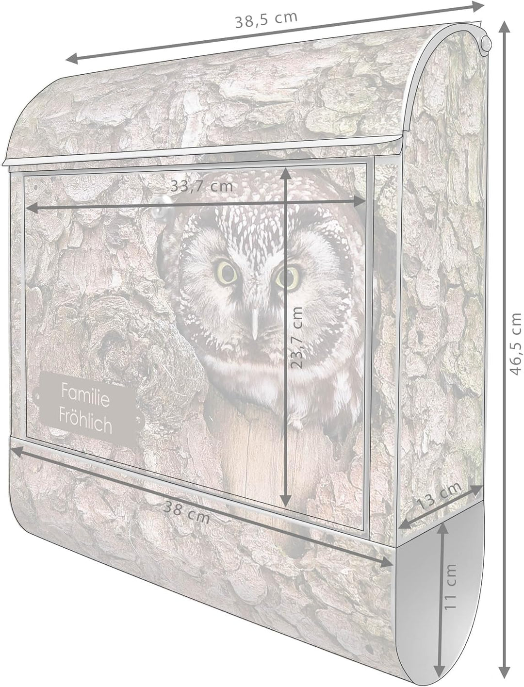 banjado Design Briefkasten personalisiert 38,5x46,5x13cm & 2 Schlüssel - Briefkasten Stahl Silber Ze