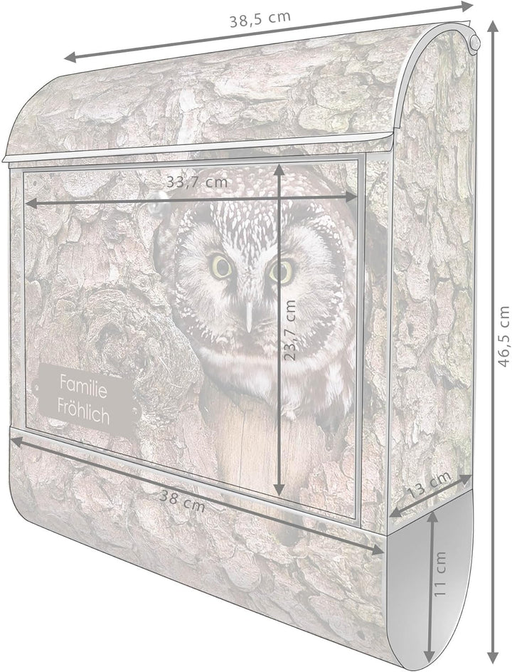 banjado Design Briefkasten personalisiert 38,5x46,5x13cm & 2 Schlüssel - Briefkasten Stahl Silber Ze