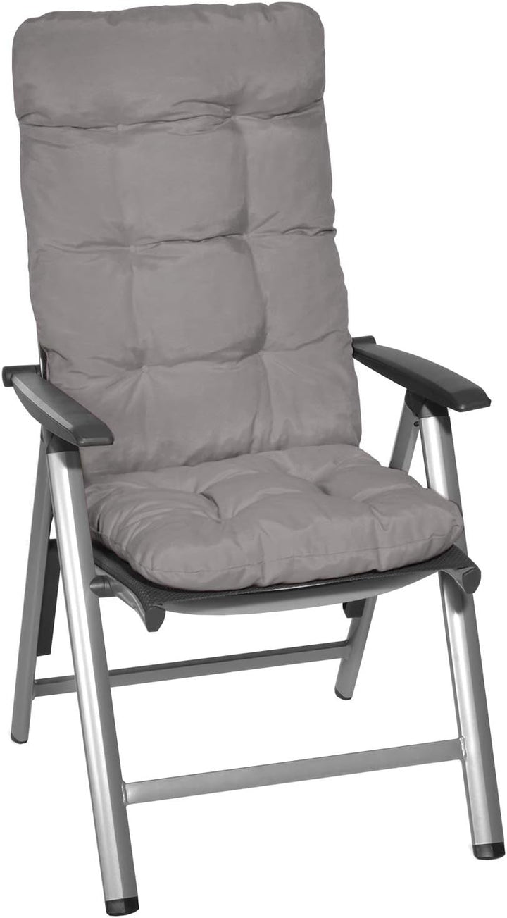 Beautissu 2er Set Hochlehner Auflagen 120x50x8cm - Sitzpolster Set für Gartenstühle Outdoor Stuhlkis