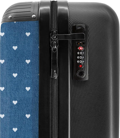 NoBoringSuitcases.com® Koffer Handgepäck Trolley Rollkoffer Kleine Reisekoffer mit 4 Rollen - Herzen