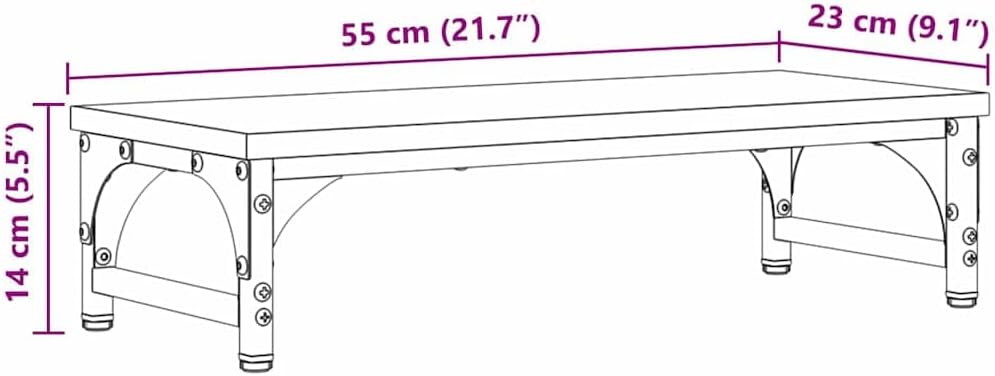 vidaXL Monitor Halterung Altholz 55 x 23 x 14 cm Holzwerkstoff, Heim-Büro, minimalistischer Monitors