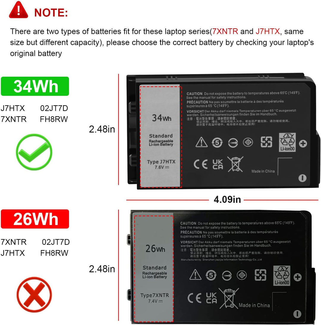ARyee J7HTX Akku kompatibel mit Dell Latitude 7202 7212 Rugged Extreme Tablet Serie, Ersatz für J7HT