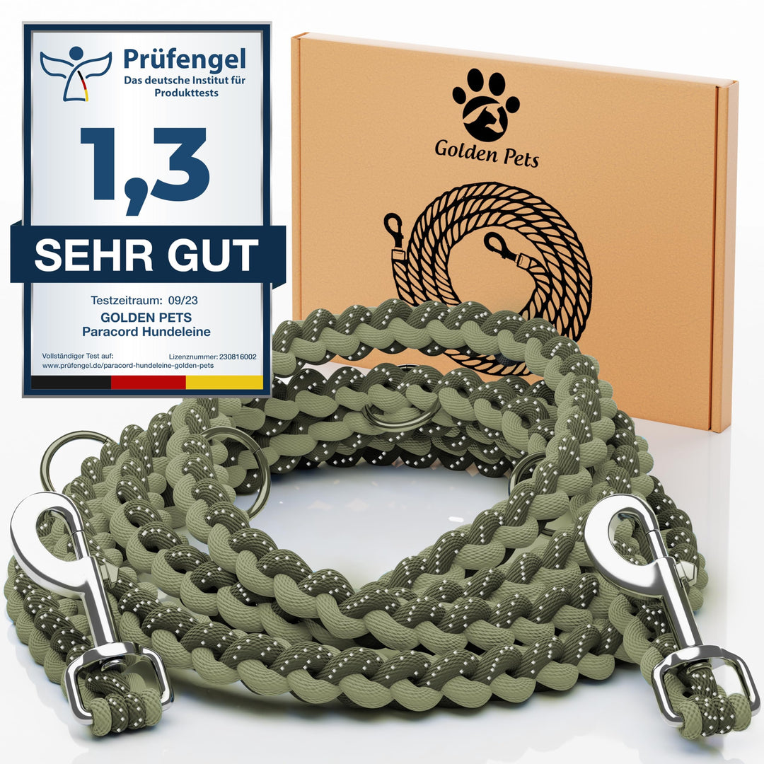 Testnote: Sehr gut - Hundeleine reflektierend I 2m, verstellbar, wetterfest & reissfest bis 250 kg I