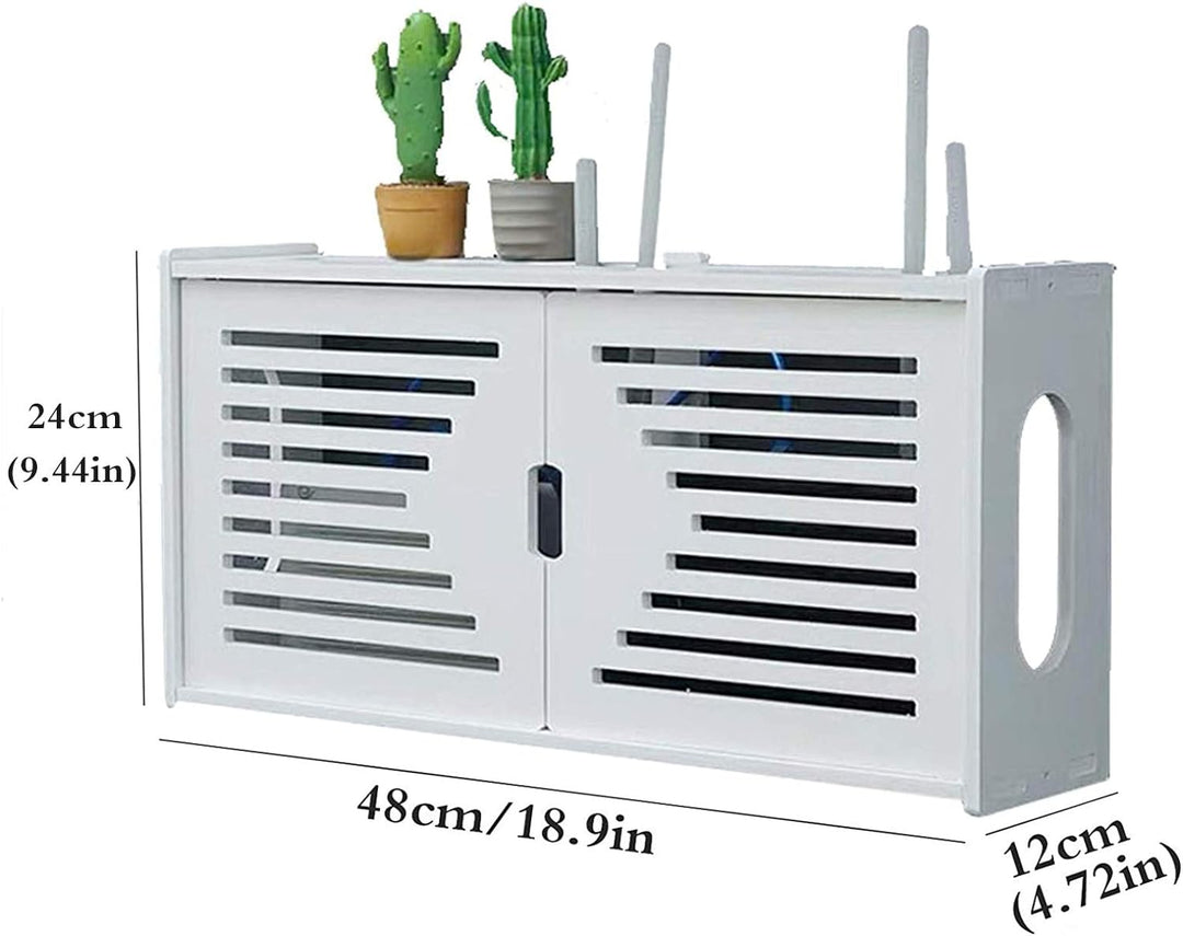 MNBVH Wand Router Aufbewahrungsbox Weiss WLAN Box Router Regal TV Kabel Verstecken Box Router Kabel