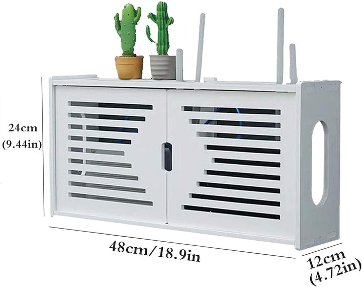 MNBVH Wand Router Aufbewahrungsbox Weiss WLAN Box Router Regal TV Kabel Verstecken Box Router Kabel