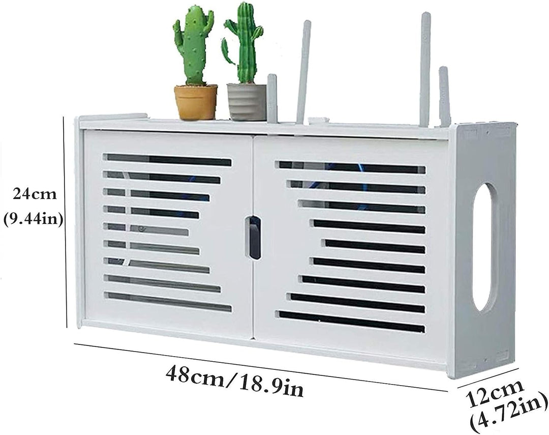 MNBVH Wand Router Aufbewahrungsbox Weiss WLAN Box Router Regal TV Kabel Verstecken Box Router Kabel