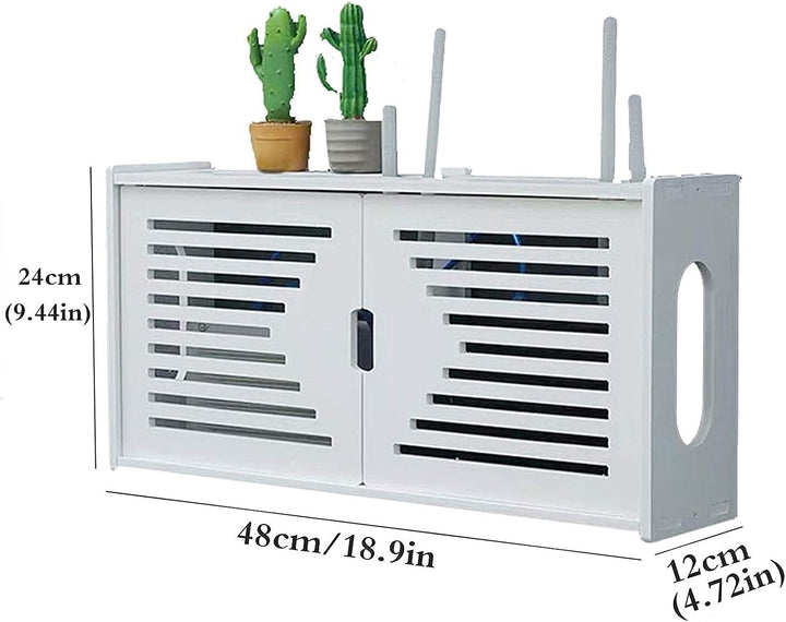 MNBVH Wand Router Aufbewahrungsbox Weiss WLAN Box Router Regal TV Kabel Verstecken Box Router Kabel