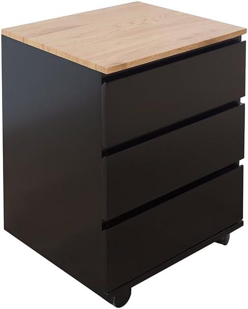Moderner Rollcontainer BIG DEAL edelmatt schwarz Eiche Bürocontainer Büroschrank mit 3 Schubladen mi