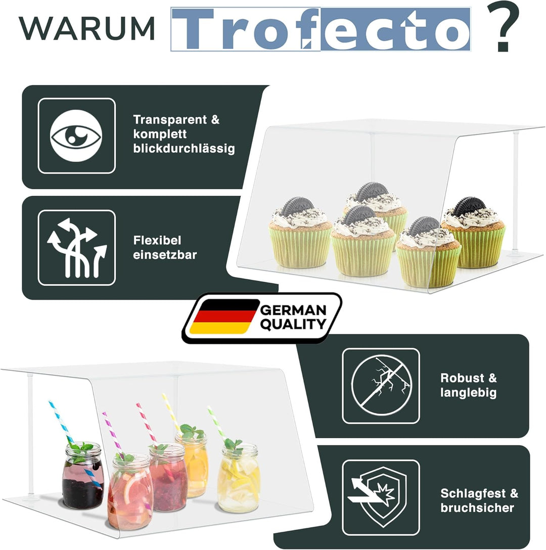 Trofecto Spuckschutz Vitrine aus Plexiglas ähnlichem PETG als Thekenaufsatz - Acrylglas Vitrine - Ty
